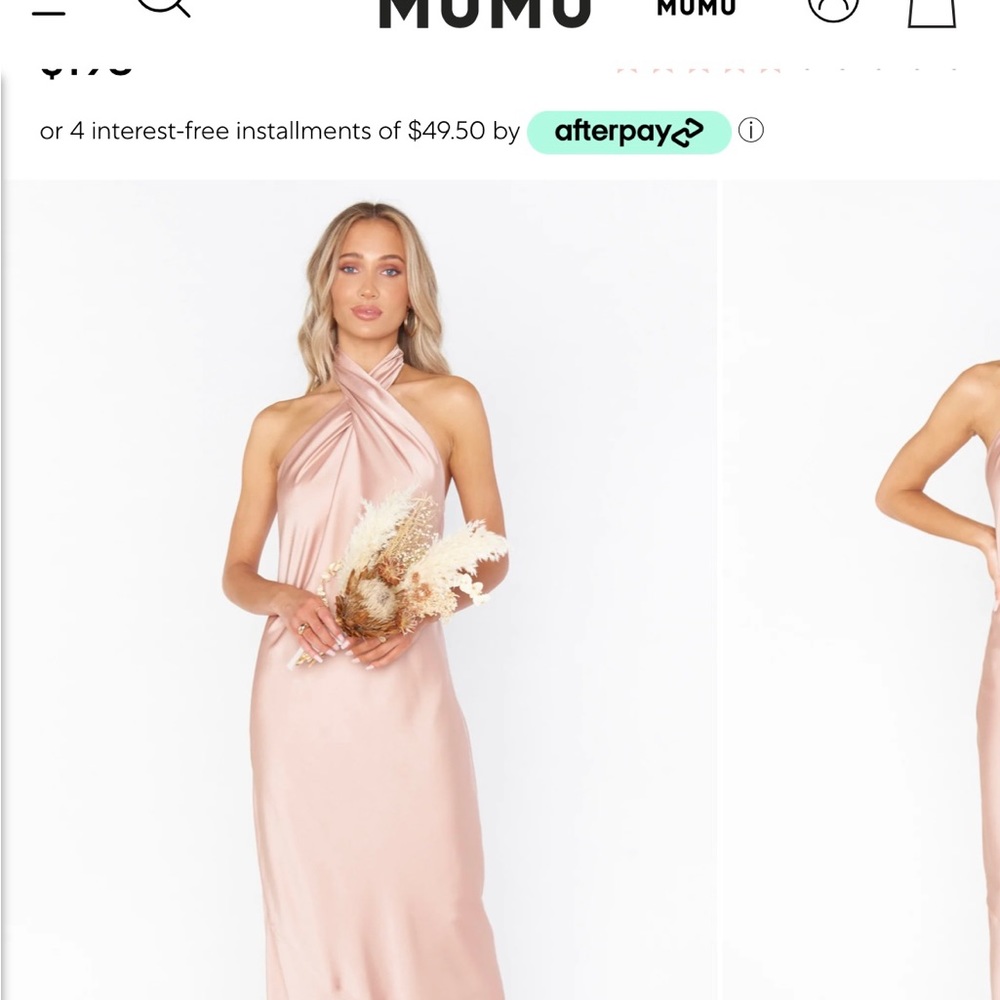 Show me your MuMu Jasmine Halter bridesmaid Dress in Rose Gold Luxe Satin